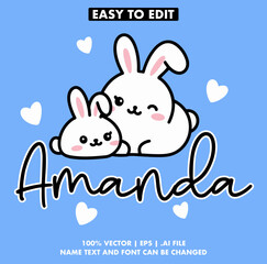 personalized name Cute rabbit animal friends t-shirt vector design