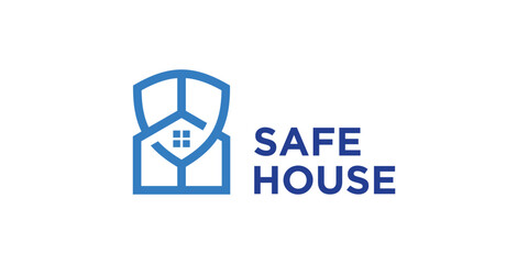 logo design combination shield and home,safe,property,construction,building,protect,symbol,icon,vector,idea,creative.