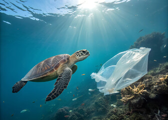 Obraz premium Plastic Bag In The Ocean