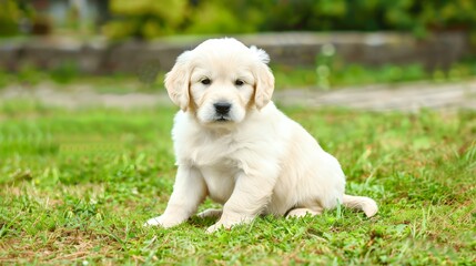 Shallow focus vertical shot of a cute Golden Retriever
