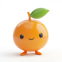 Fototapeta premium A Happy Orange Cartoon Character Stands Smiling