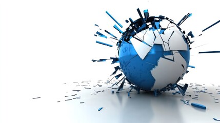 Minimalist depiction of broken signals across a global network, capturing the essence of disrupted communication.