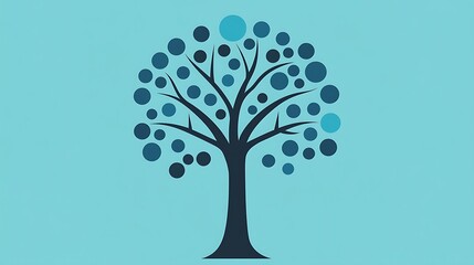 Abstract Tree Design With Blue Circular Elements