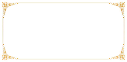 corner ornamental frame golden border Elegant element isolate white background for design in Eastern style, place for text, Floral gold border. Lace illustration invitation and greeting card templates