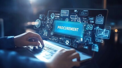 Procurement management and supply chain concept. Procurement icons related to logistics, supply chain, and inventory management. procurement in ensuring efficient business operations. delivery service