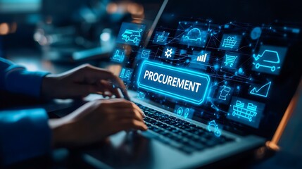 Procurement management and supply chain concept. Procurement icons related to logistics, supply chain, and inventory management. procurement in ensuring efficient business operations. delivery service