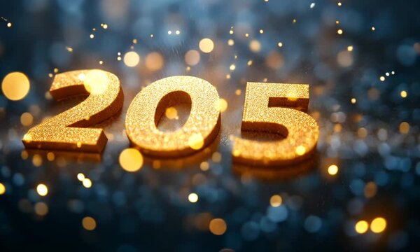 A sparkling representation of the number 205, surrounded by a bokeh effect of lights.