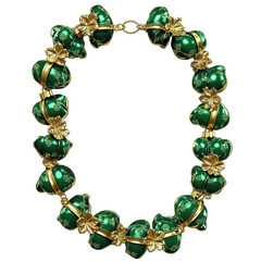 Elegant Green And Gold Christmas Ornament Necklace