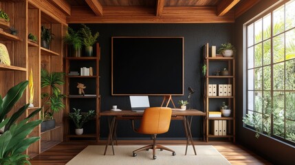 Modern Home Office Interior with Elegant Design and Natural Light