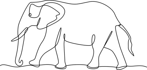 Obraz premium Elephant Silhouette One Line Art Vector