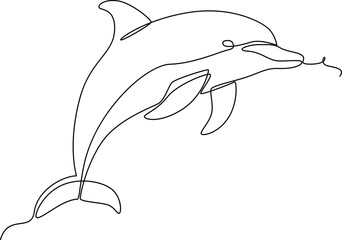 Dolphin Jump One Line Art Vector