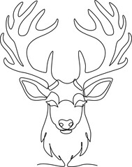 Deer Antlers One Line Art Vector