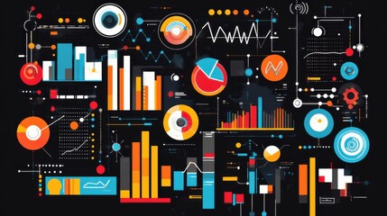 Colorful Data Visualization and Infographic Elements