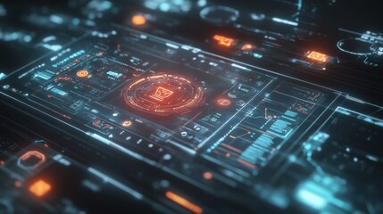 Obraz premium Futuristic Digital Interface with Glowing Elements