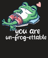you are un-frog-ettable Funny frog T-shirt design vector,
Funny frog T-shirt,
Cute frog graphic tee,
Motivational frog shirt,
Retro frog design,
Humor T-shirt for adults,
Positive affirmation T-shirt,