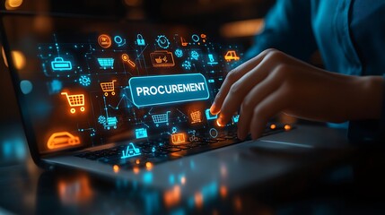 Procurement management and supply chain concept. Procurement icons related to logistics, supply chain, and inventory management. procurement in ensuring efficient business operations. delivery service