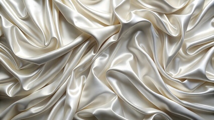 Obraz premium crinkled satin fabric backdrop in soft pearl white, creating luxurious and elegant texture. smooth surface reflects light beautifully, enhancing its visual appeal