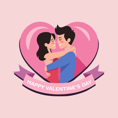 Flat valentine's day background with couple illustration