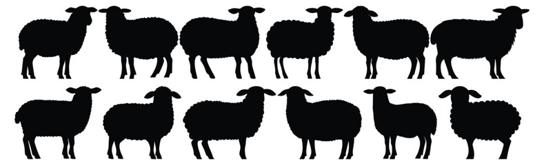 Sheep silhouette set vector design big pack of animal illustration and icon