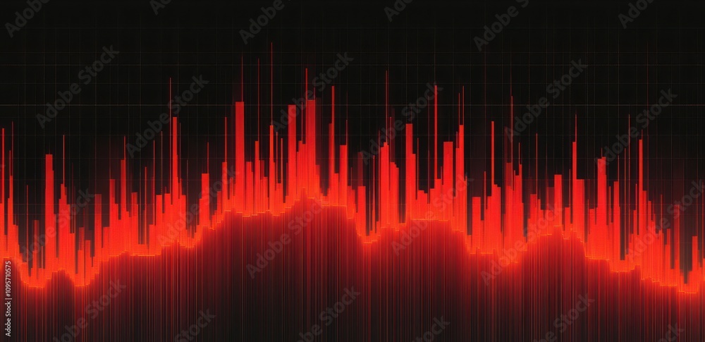 Aufkleber A visual representation of an audio waveform in red against a black background.