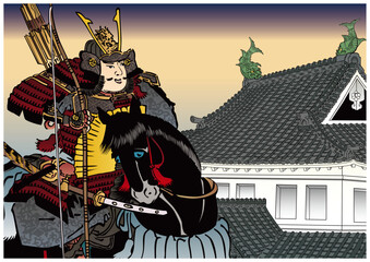 Obraz premium 馬に乗る武士