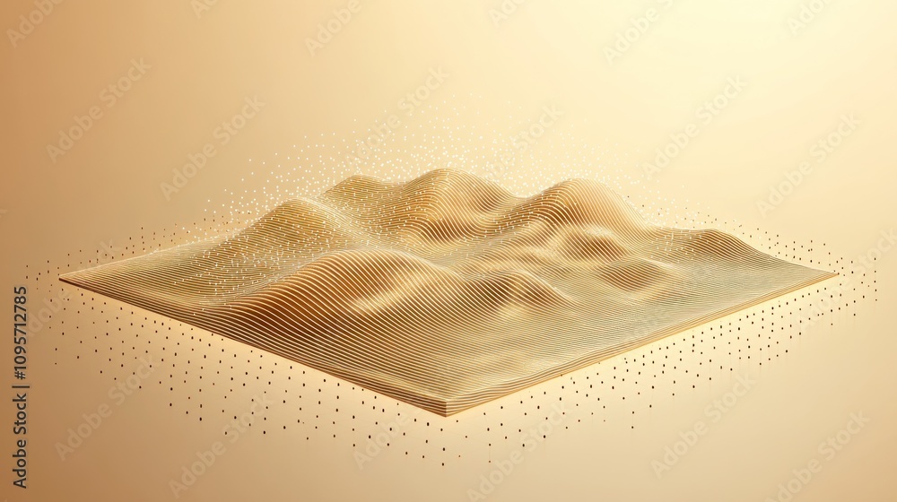 Poster Abstract representation of a landscape with soft hills and a gradient background.