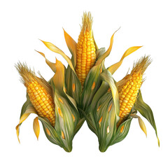 A striking image showcases three ears of corn meticulously arranged against a black background.