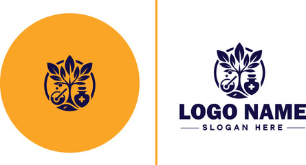 Herbal Medicine icon Herbal remedy Phytotherapy Botanical medicine flat logo sign symbol editable vector