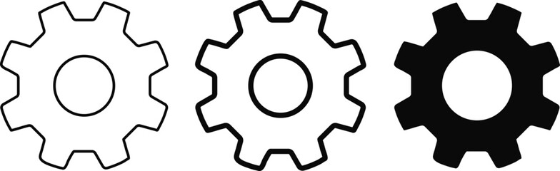 setting icon set. Cog wheel symbol. Gear wheel icon. Gear setting icon collection
