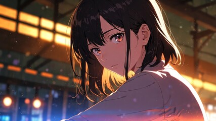 Modern Anime Style Oil Painting Wallpaper Design