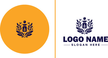 Herbal Medicine icon Herbal remedy Phytotherapy Botanical medicine flat logo sign symbol editable vector