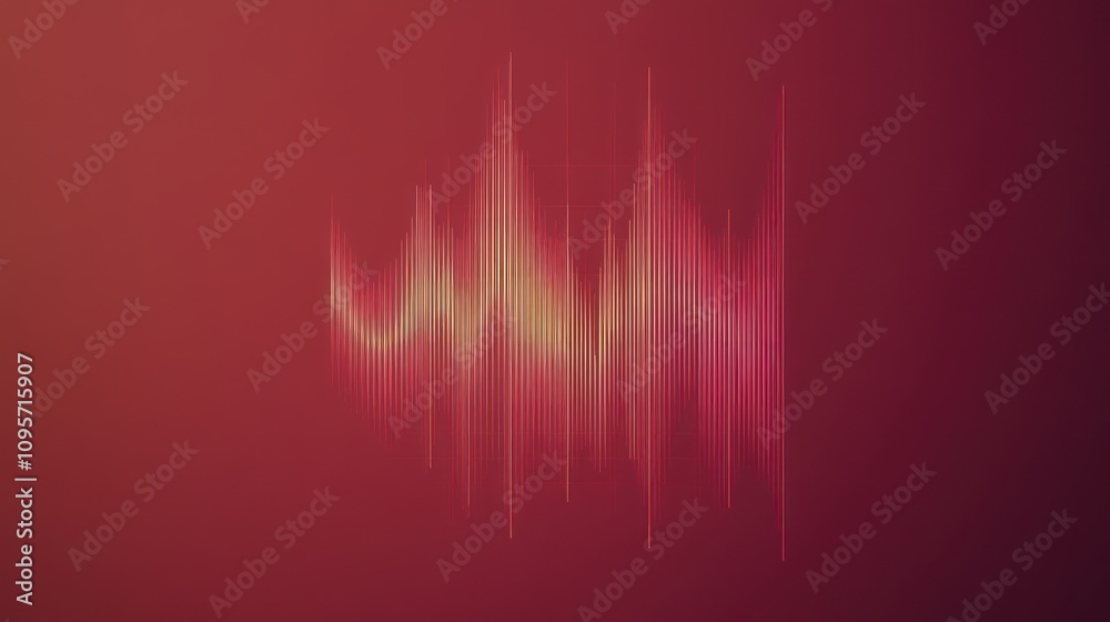 Aufkleber abstract sound wave illustration with gradient colors on a red background.