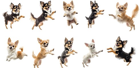 Ten Playful Puppies Jumping in a Row

