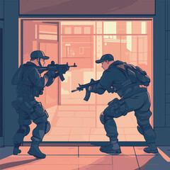 soldiers are having war exercises