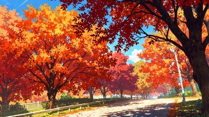 Vibrant Autumn Landscape with Colorful Trees