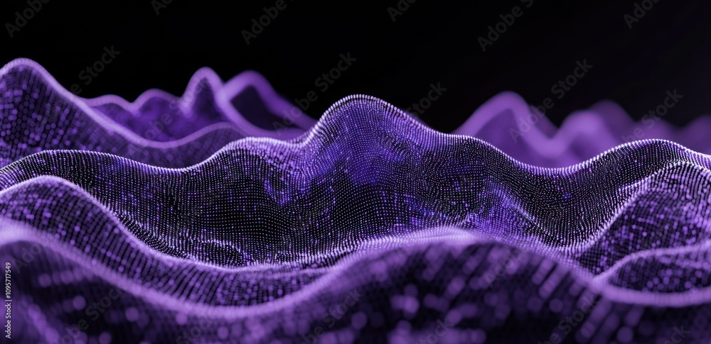 Poster Abstract visualization of waves in purple tones, showcasing depth and texture.