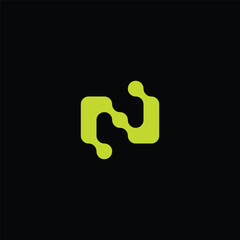 Abstract technology logotype letter N