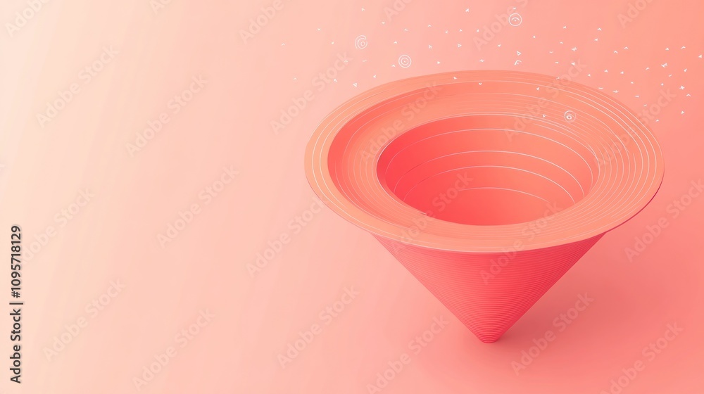 Aufkleber a stylized pink funnel with concentric rings against a soft gradient background.
