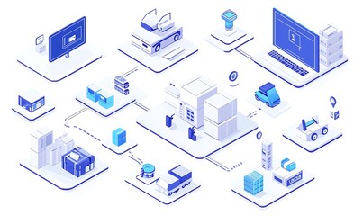 Procurement management and supply chain concept. Procurement icons related to logistics, supply chain, and inventory management. procurement in ensuring efficient business operations. delivery service