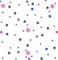 Dots of different sizes and colors create texture and imitate a cluster of molecules or atoms.