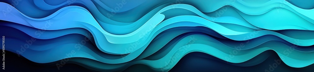 Poster Abstract waves in shades of blue create a fluid, dynamic design suitable for backgrounds.