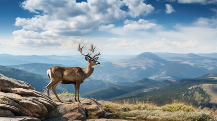 Deer and antelope in the mountains surrounded by nature and wildlife