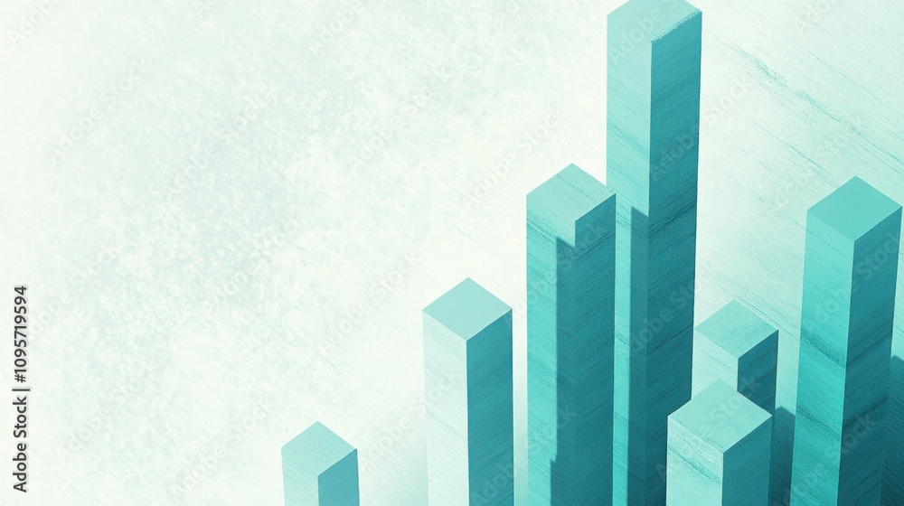 Aufkleber abstract graphic with turquoise bars representing growth or data visualization.