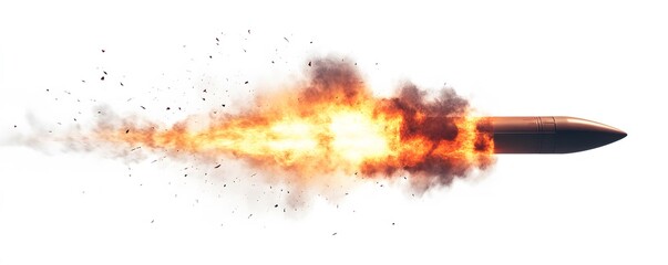 A fast bullet with fire and smoke.

