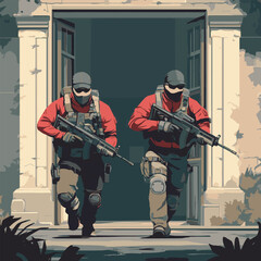 soldiers are having war exercises