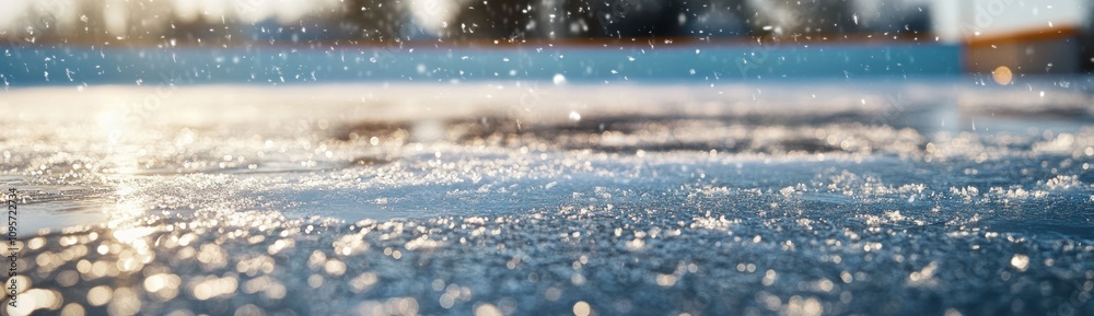 Poster A close-up of a wet surface with droplets reflecting sunlight, suggesting a serene atmosphere.