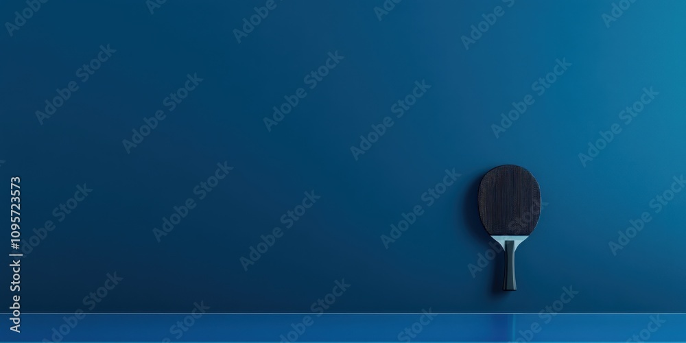 Aufkleber a ping pong paddle rests against a blue backdrop, emphasizing simplicity and focus.