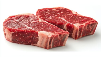 Obraz premium Ultra-Realistic UHD Photo of Fresh Raw Beef Rib on Isolated White Background, Featuring Clear Contours, Defined Edges, and Lifelike Precision for Commercial Use