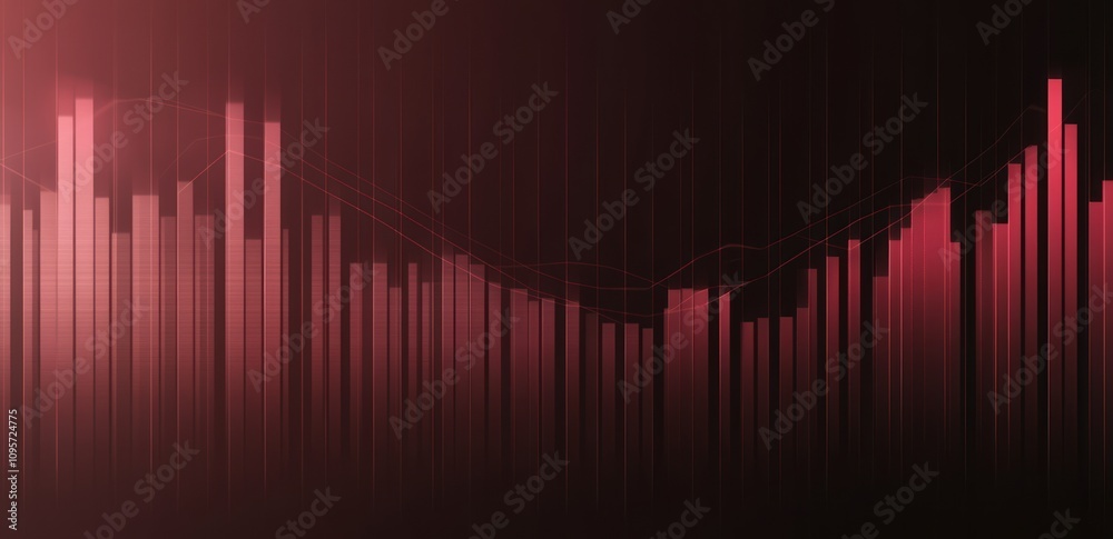 Aufkleber Abstract visualization of audio data with bars and a smooth line in a gradient background.