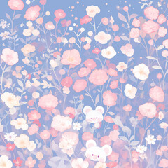 seamless pattern with pink flowers